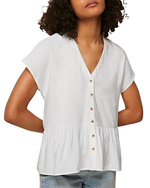 Whistles Womens White Peplum-hem Buttoned Woven Top 12 In White