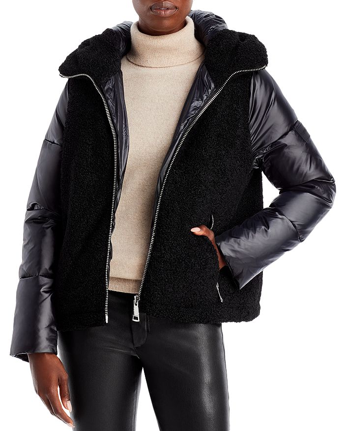 Calvin Klein Faux Sherpa Combo Puffer Jacket | Bloomingdale's