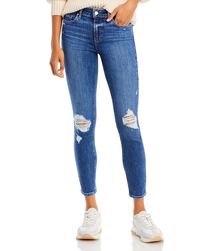 PAIGE Verdugo Mid Rise Ankle Skinny Jeans in Bree Destructed - 100% ...