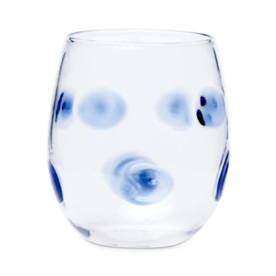 Drop Blue Stemless Wine Glass