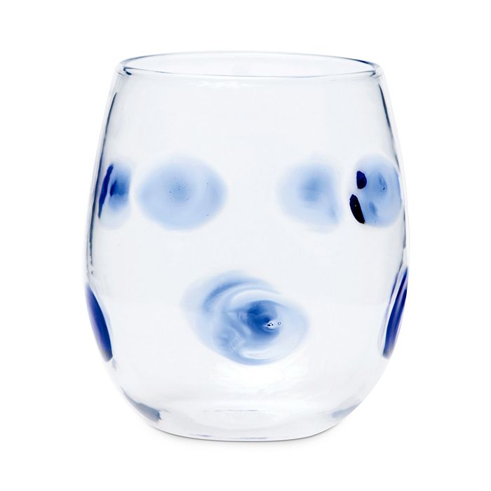 Vietri Drop Blue Stemless Wine Glass