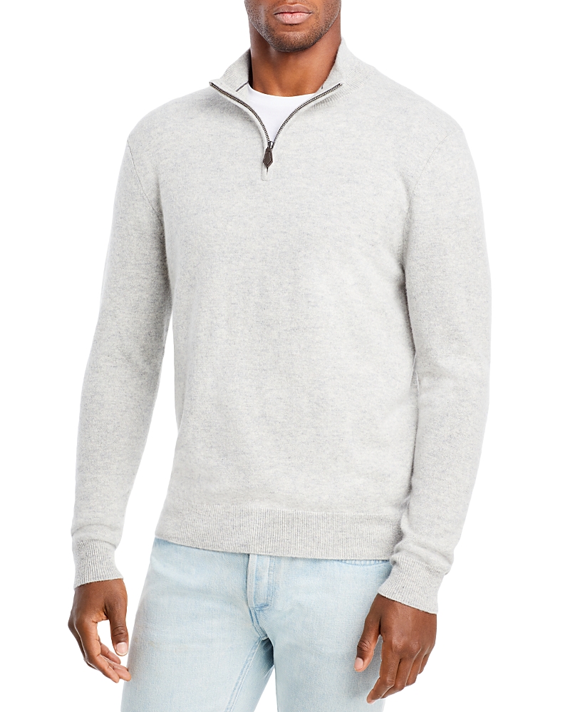 The Men's Store At Bloomingdale's Cashmere Half-zip Sweater - 100% Exclusive In Dove Gray