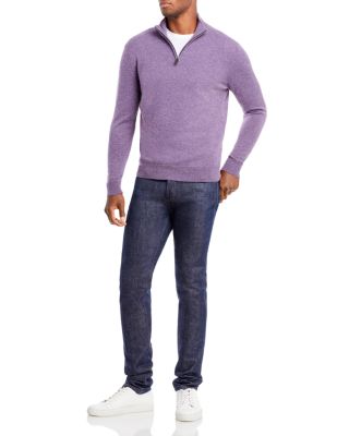 Heather Purple Cashmere Quarter-Zip Sweater - Exclusive