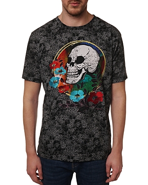 Robert Graham Sinful Cotton Floral Embroidered Skull Graphic Tee