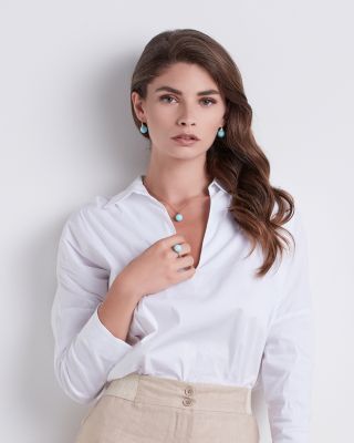 18K Yellow Gold Africa Boule Boule Turquoise Drop Earrings