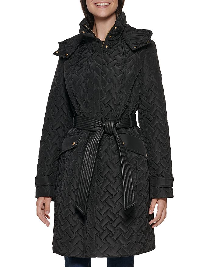 cole haan wool blend tie waist coat