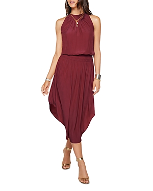 Ramy Brook Audrey Sleeveless Halter Drop Waist Midi Dress In Bordeaux