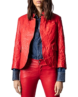 ZADIG & VOLTAIRE VERYS CRINKLE LEATHER JACKET,WKCU1412F