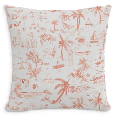 Cloth & Company The Beach Toile Linen Decorative Pillow with Feather Insert, 22 x 22