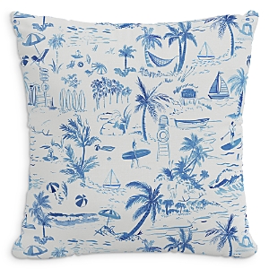 Cloth & Company The Beach Toile Linen Decorative Pillow with Feather Insert, 22 x 22