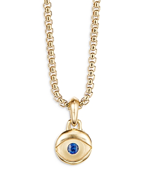 David Yurman Men's 18k Yellow Gold Blue Sapphire Evil Eye Amulet Pendant In Gold/blue