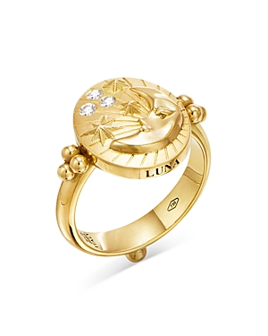 TEMPLE ST CLAIR 18K YELLOW GOLD CELESTIAL DIAMOND LUNA RING,R18806-LUNA