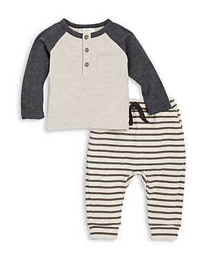 Bloomie's Baby Bloomie's Boys' Long Sleeve Henley & Jogger Trousers Set, Baby - 100% Exclusive In Oatmeal