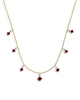 Bloomingdale's - Ruby & Diamond Droplet Statement Necklace in 14K Yellow Gold, 16" - 100% Exclusive