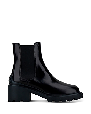 Shop Tod's Women's Pull On Lug Sole Chelsea Boots In Black