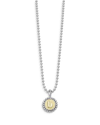 Sterling Silver and 18K Yellow Gold Signature Caviar Initial Pendant Necklace, 16"