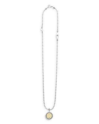 Sterling Silver and 18K Yellow Gold Signature Caviar Initial Pendant Necklace, 16"