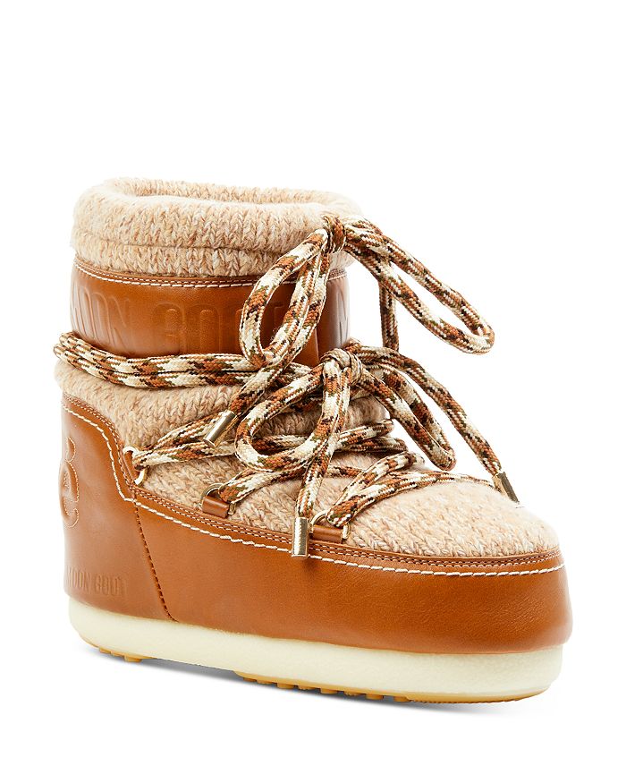Chloé Moon Boot x Chloé Knit & Leather Snow Boots | Bloomingdale's