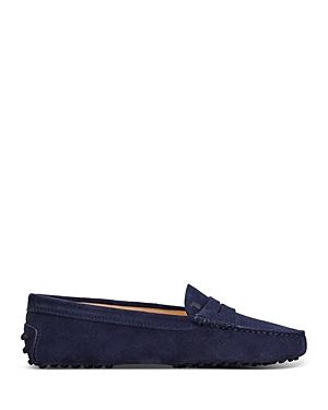 Shop Tod's Women's City Gommino Drivers In Dark Blue Suede