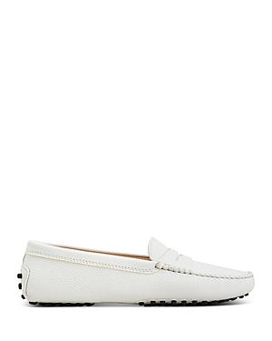 Shop Tod's Women's City Gommino Drivers In White Leather