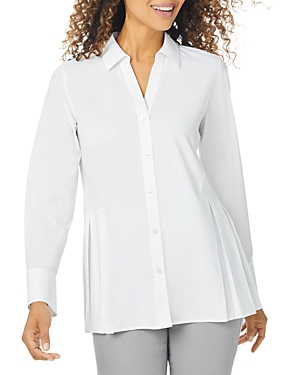 Foxcroft Pippa Pleated Peplum Non-iron Stretch Tunic In White