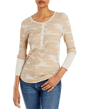 Splendid Thermal Henley Top In Sand Camo