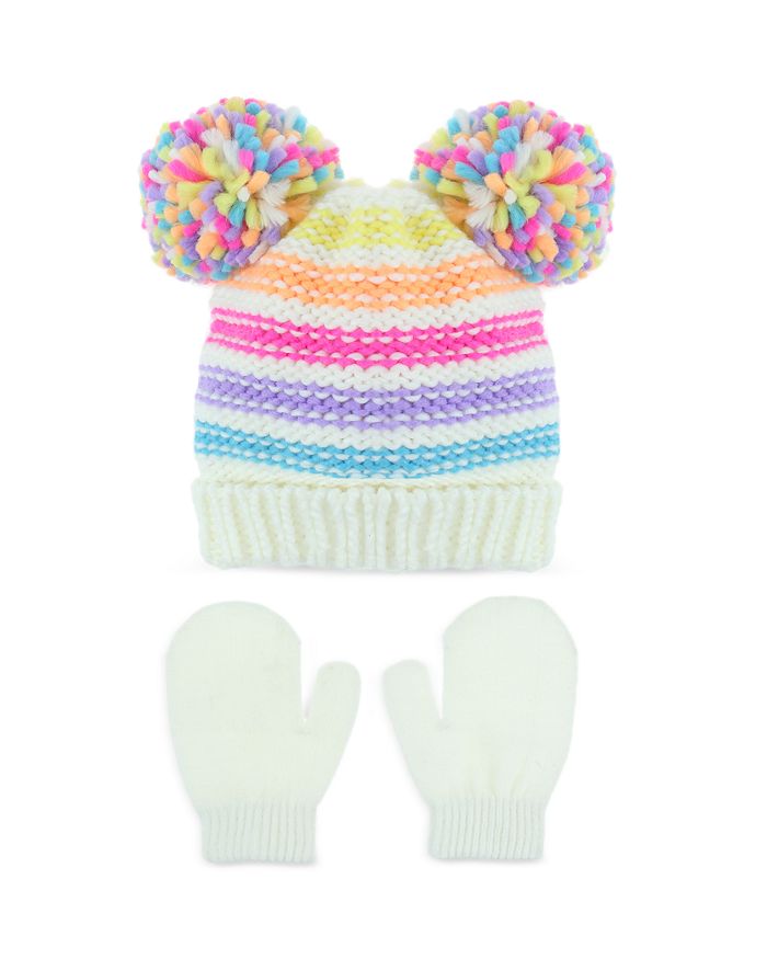 Girls' 2 Knit Pom Poms Hat & Mittens Set Baby, Toddler |