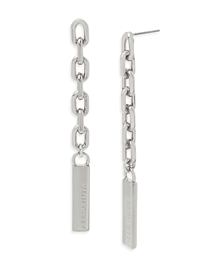 Allsaints Logo Etched Chain Link Linear Drop Earrings In Silver