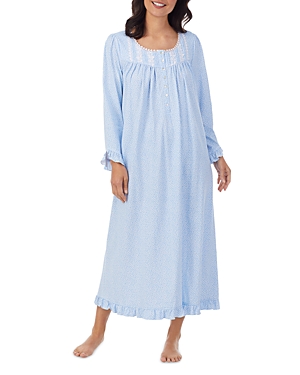Eileen West Long Sleeve Cotton Jersey Nightgown In Blue Multi
