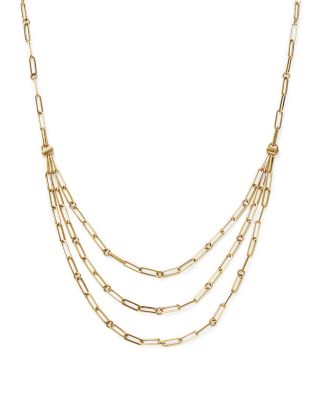 Roberto Coin 18K Yellow Gold Designer Gold Diamond Layered Paperclip Link Necklace, 15
