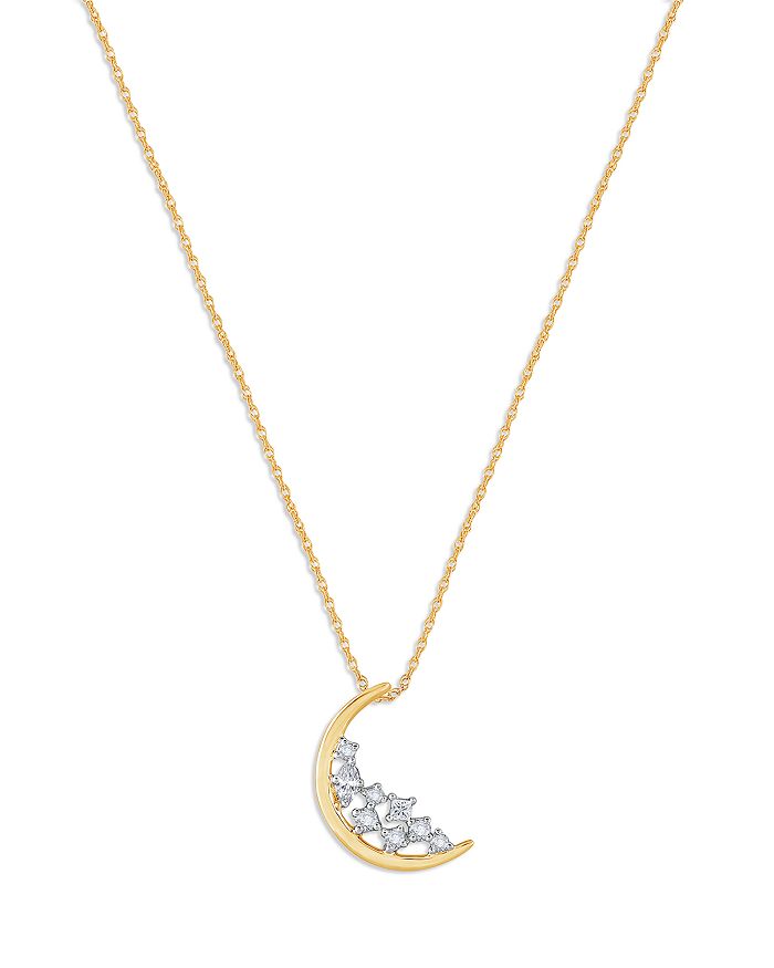 Bloomingdale's Diamond Moon Pendant Necklace in 14K Yellow Gold, 0.15 ...