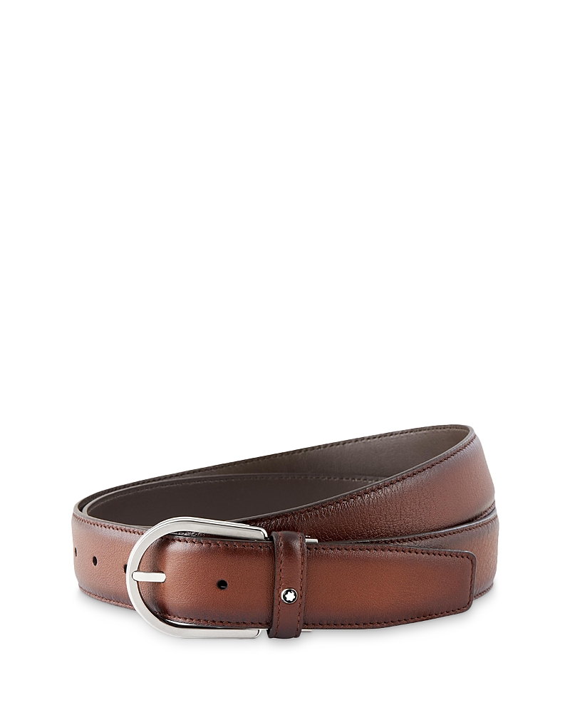 Montblanc Men's Horseshoe Shiny & Matte Stainless Steel Pin Buckle Belt