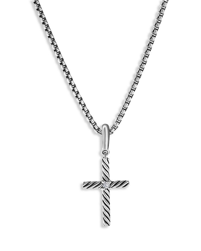 David Yurman - Sterling Silver Amulets Diamond Cross Pendant