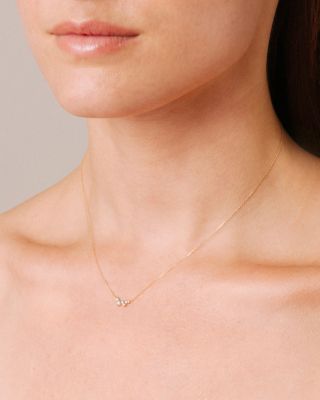 14K Yellow Gold Scattered Diamond Necklace, 15"