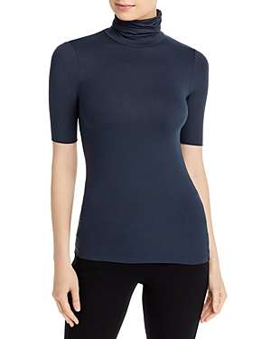 Majestic Mock Neck Tee In Ombra