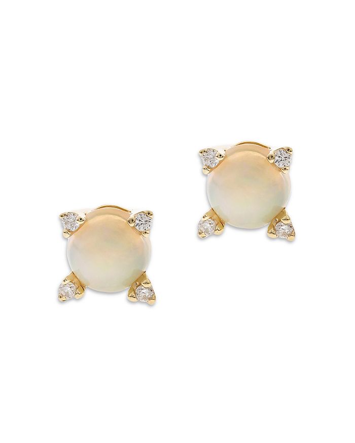 Bloomingdale's Gemstone & Diamond Stud Earring Collection In 14k Gold, 0.04 Ct. T.w. - 100% Exclusive In White/gold