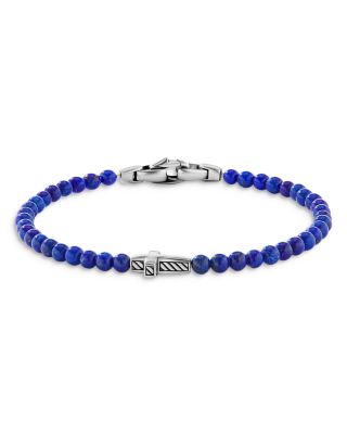 David Yurman Men's Spiritual Beads Cross Station Bracelet with Lapis Lazuli
