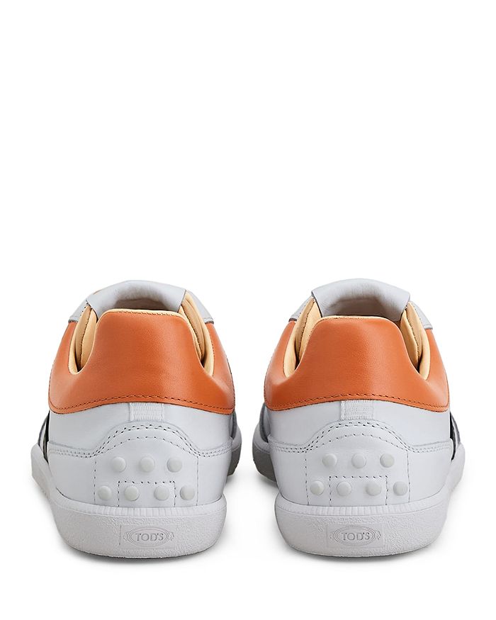Shop Tod's Men's Multi Cassetta Lace Up Sneakers In White, Black, Orange