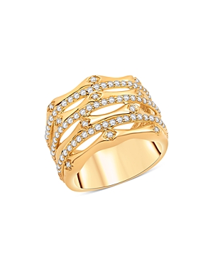 Bloomingdale's Diamond Multi Row Ring In 14k Yellow Gold, 0.75 Ct. T.w. - 100% Exclusive In White/gold