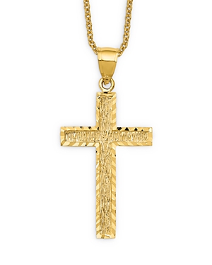 Bloomingdale's Men's Textured Cross Pendant Necklace In 14k Yellow Gold, 20 - 100% Exclusive