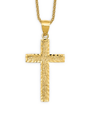 Bloomingdale's Men's Textured Cross Pendant Necklace in 14K Yellow Gold, 20 - 100% Exclusive