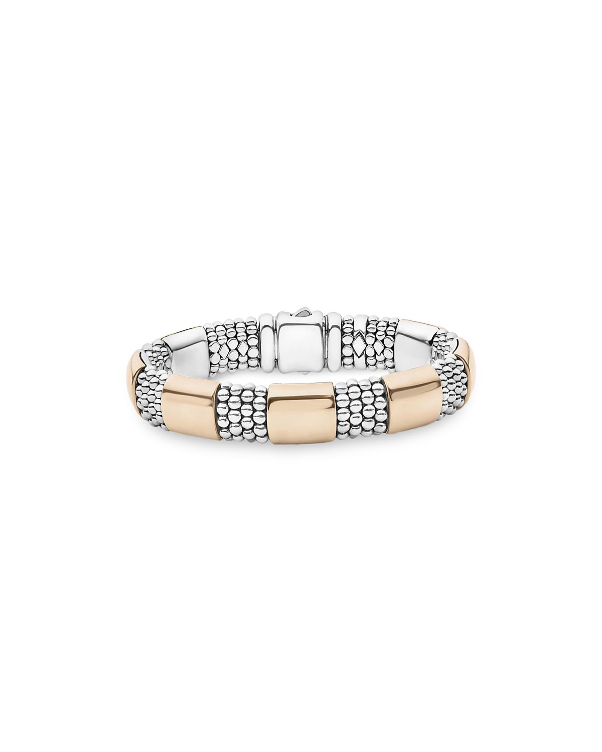 Lagos 18K Rose Gold & Sterling Silver High Bar Logo Crest Statement Bracelet