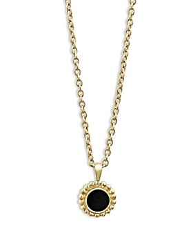 LAGOS - 18K Yellow Gold Covet Onyx Caviar Bead Frame Pendant Necklace, 16-18"