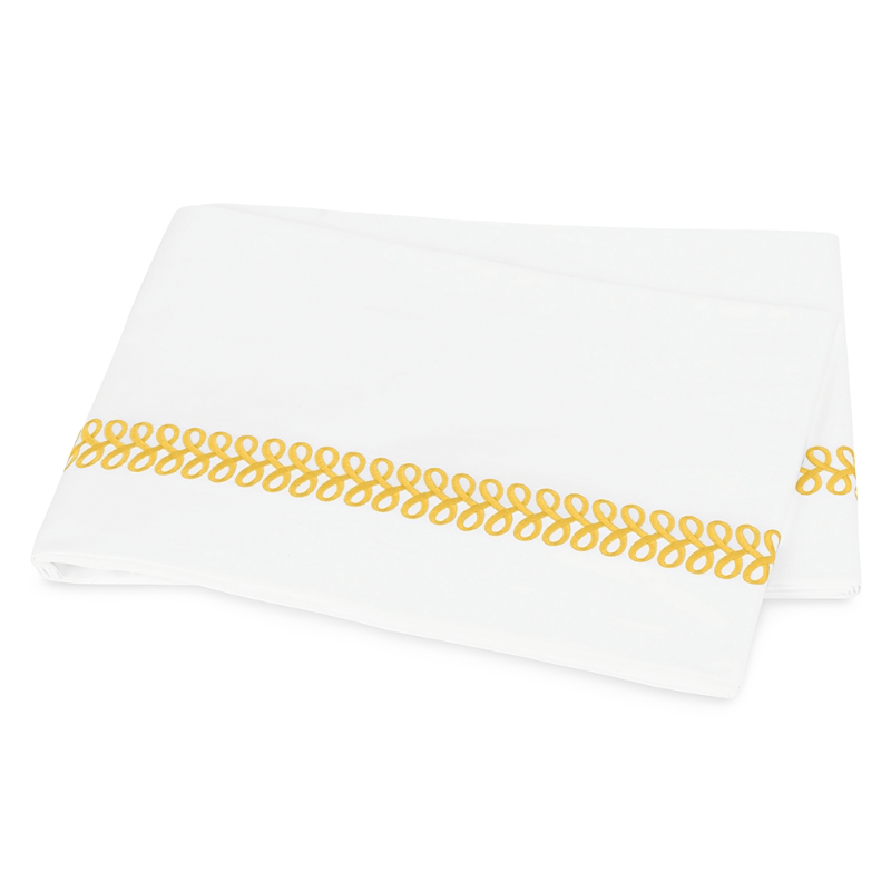 Matouk Astor Braid Flat Sheet, Full/queen In Lemon