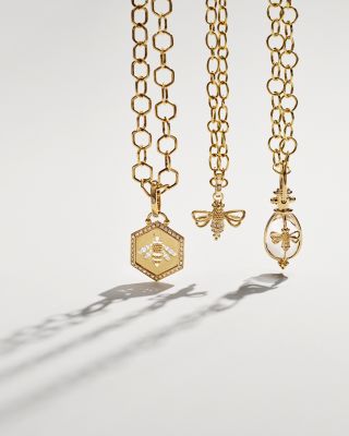 18K Yellow Gold Diamond Bee Pendant