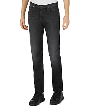 Armani Collezioni Emporio Armani Straight Fit Jeans In Solid Black