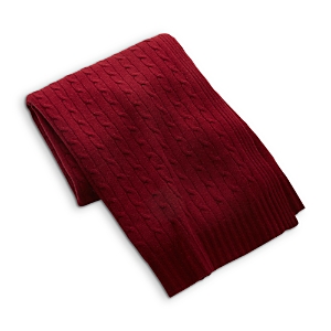 Ralph Lauren Cable Cashmere Throw Blanket In Bordeaux