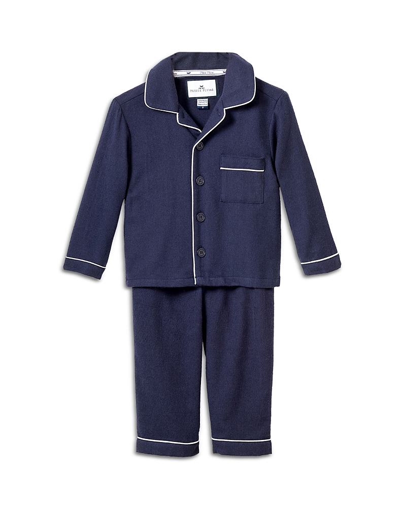 Petite Plume Unisex Flannel Pajama Set - Baby, Little Kid, Big Kid In Navy