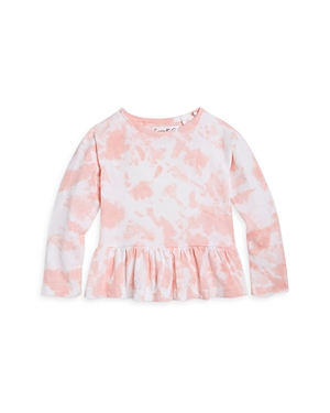 Sovereign Code Girls' Ivy Tie Die Peplum Top - Baby In Pink/white