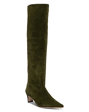 Staud Wally Suede Patchwork Tall Boots In Olive